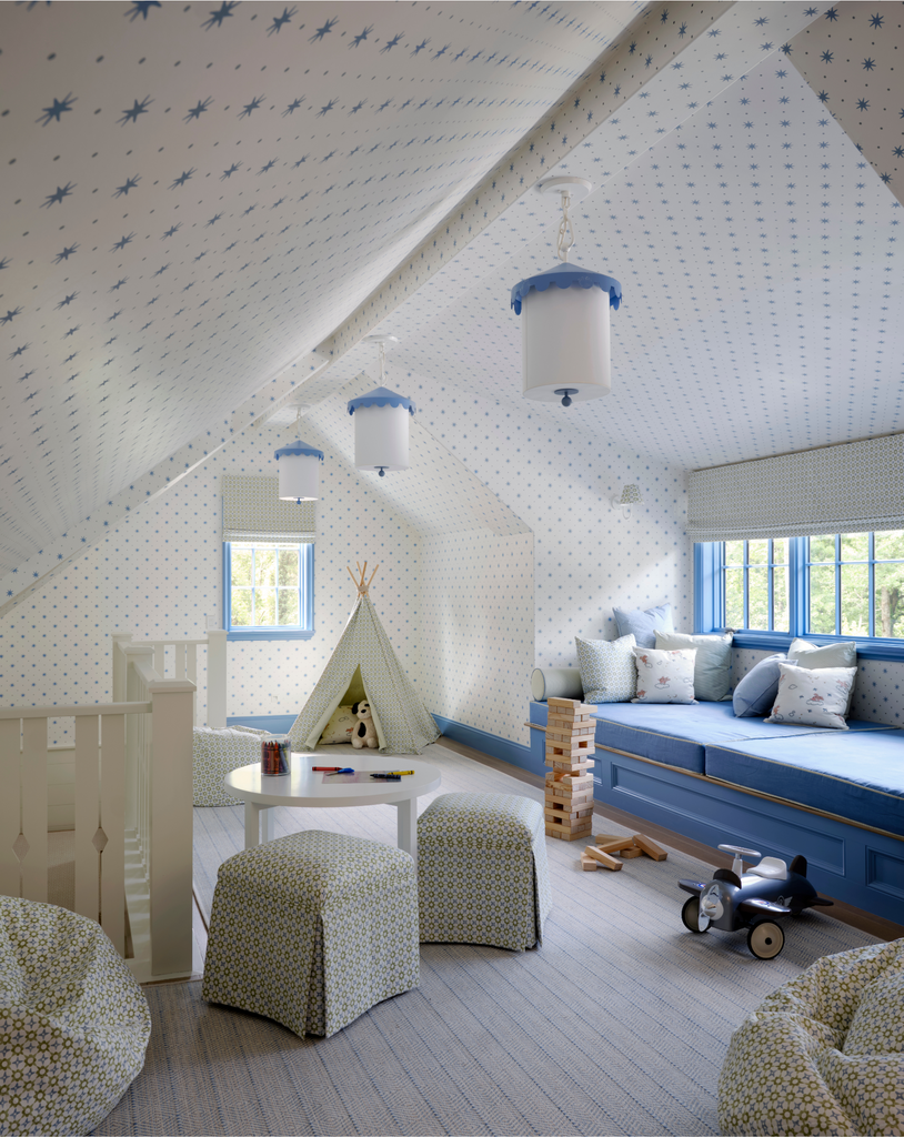 Serendipity Wallpaper Blue Silver