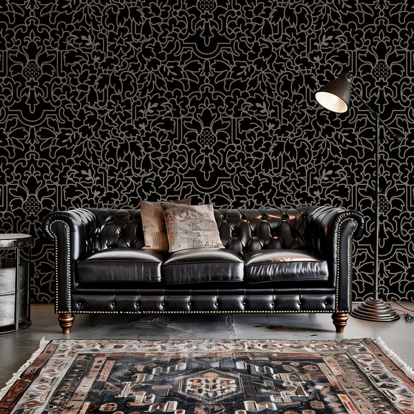 Charlotte's Authentic Vintage 1910's Reproduction black Traditional | Architectural Wallcoverings