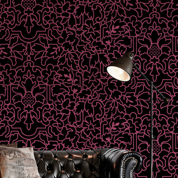 Charlotte's Authentic Vintage 1910's Reproduction black & blush pink Victorian | Architectural Wallcoverings