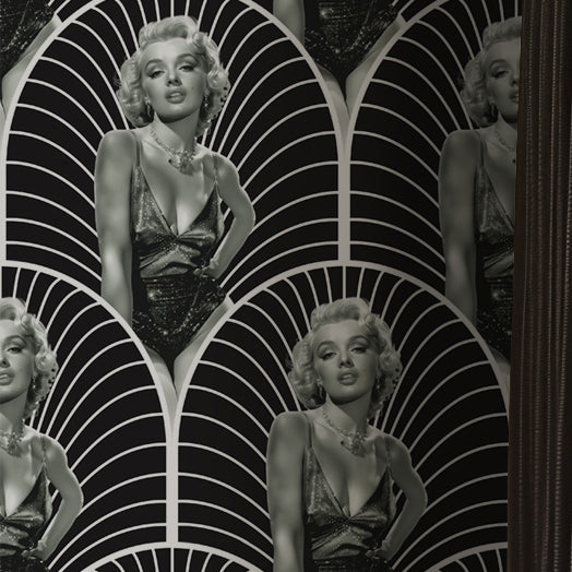 Marilyn Art Deco black & white Wallcovering | DW Bespoke Studios