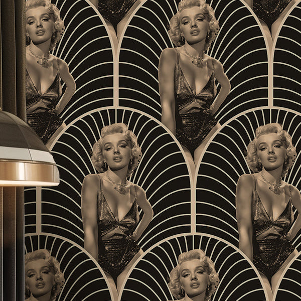 Marilyn Art Deco Sepia Wallcovering | DW Bespoke Studios