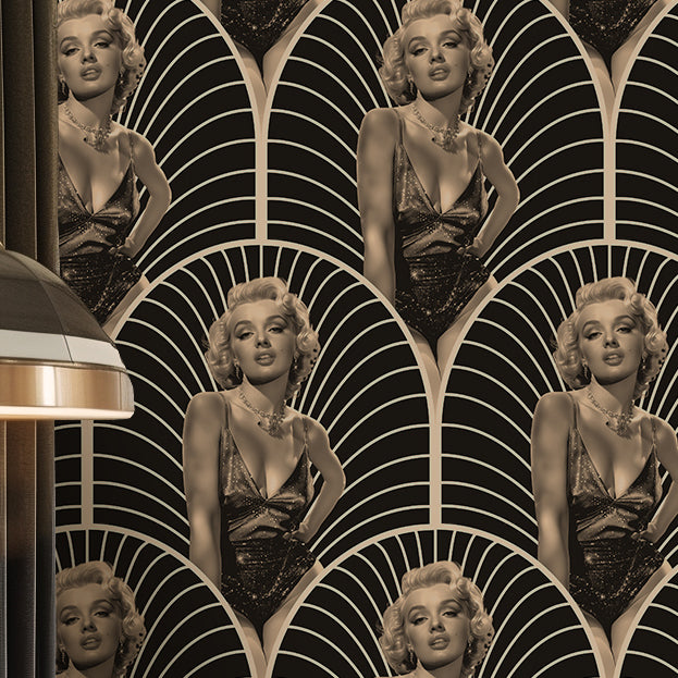 Marilyn Art Deco Sepia Wallcovering | DW Bespoke Studios