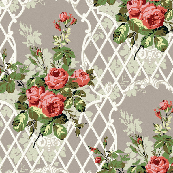 Richmond 1950's Floral Bouquet Trellis Wallpaper | DW Bespoke Studios