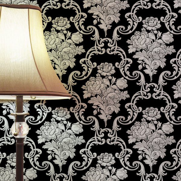 Patricia's 1950's Damask Traditional | Architectural Wallcoverings