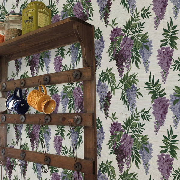 Wanda's Wandering Wisteria - Grasscloth - Authentic Vintage 1950's Reproductions Traditional | Architectural Wallcoverings
