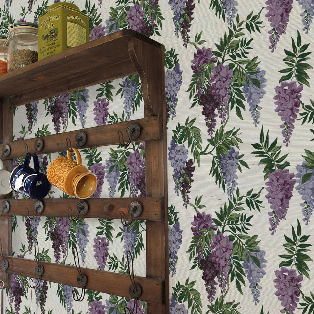 Wanda's Wandering Wisteria - Grasscloth - Authentic Vintage 1950's Reproductions Wallcovering | DW Bespoke Studios