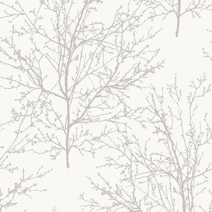 Winter Branches Contemporary Botanical - Pearl Grey | Architectural Wallcoverings
