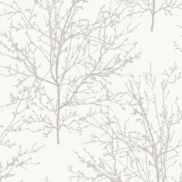 Winter Branches Contemporary Botanical - Pearl Grey | Architectural Wallcoverings