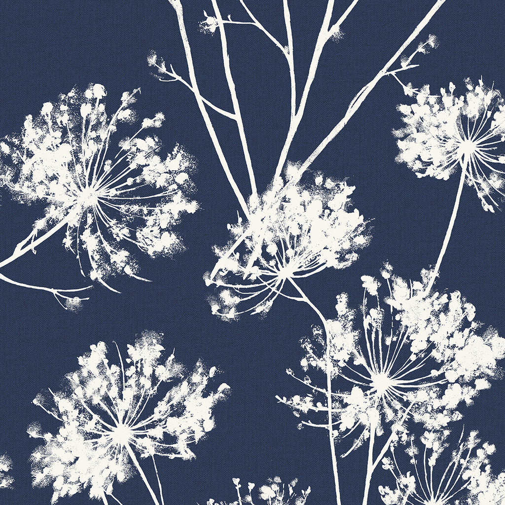 Malibu Dandelion Fields Wallpaper - Contemporary Floral - Navy Blue | Malibu Wallpaper