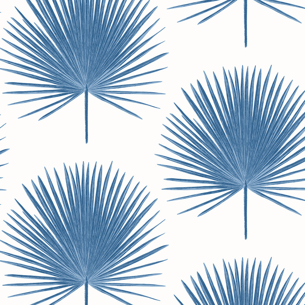 Malibu Palm Fronds Wallpaper - Tropical Botanical - Coastal Blue | Malibu Wallpaper