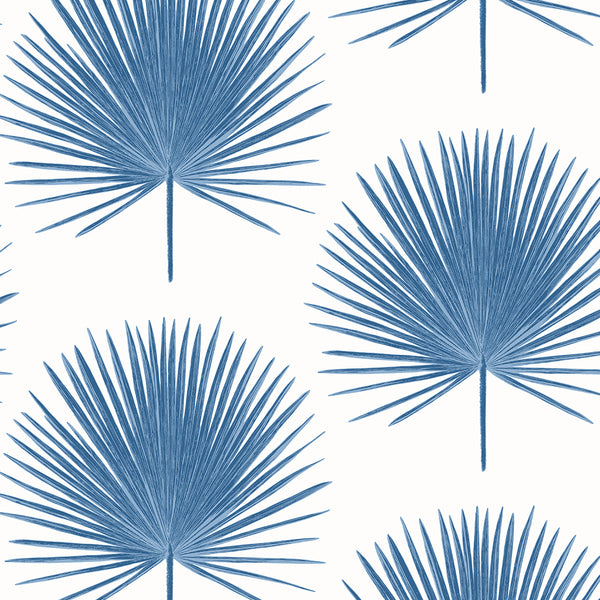 Malibu Palm Fronds Wallpaper - Tropical Botanical - Coastal Blue | Malibu Wallpaper