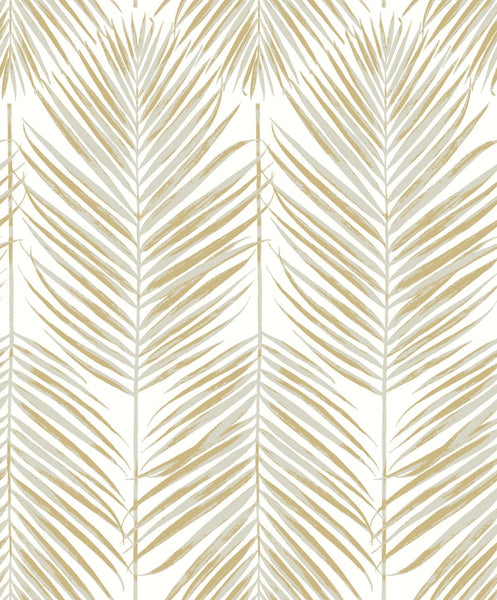 Malibu Marina Palm Wallpaper - Coastal Botanical - Silver & Gold | Malibu Wallpaper