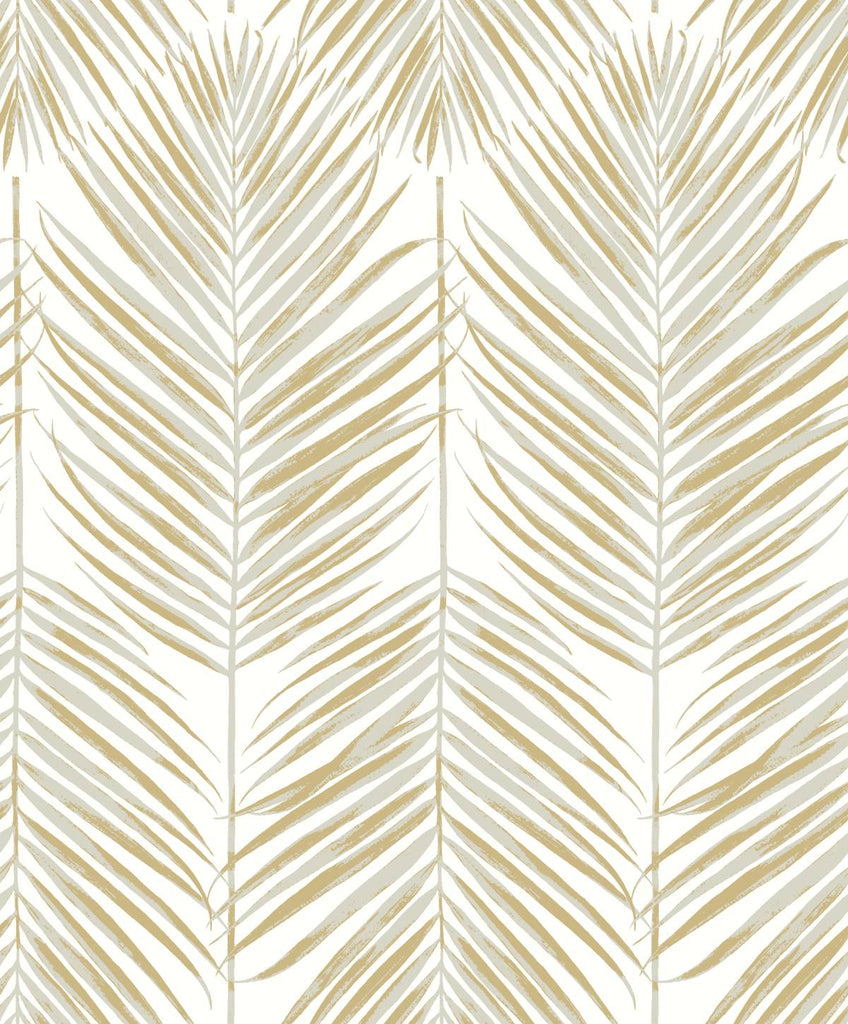 Malibu Marina Palm Wallpaper - Coastal Botanical - Silver & Gold | Malibu Wallpaper