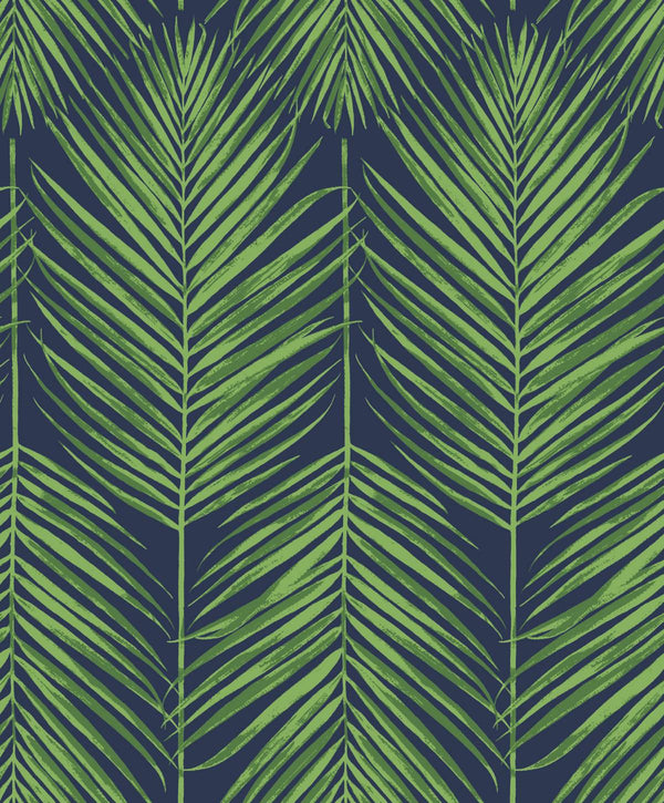 Marina Palm Coastal Botanical - Moss Green & Blue | Architectural Wallcoverings
