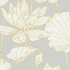 Malibu Water Lily Floral Wallpaper - Contemporary Floral - Metallic Gold & Grey | Malibu Wallpaper