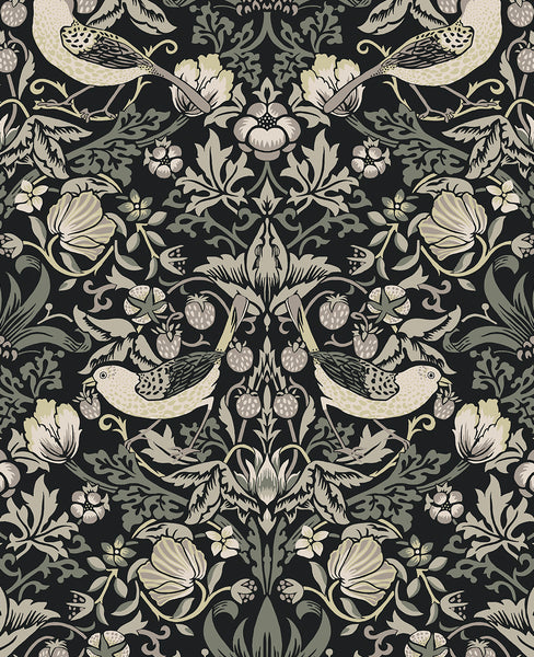 Malibu Fragaria Garden Wallpaper - Vintage Animal Print - Blacksmith | Malibu Wallpaper
