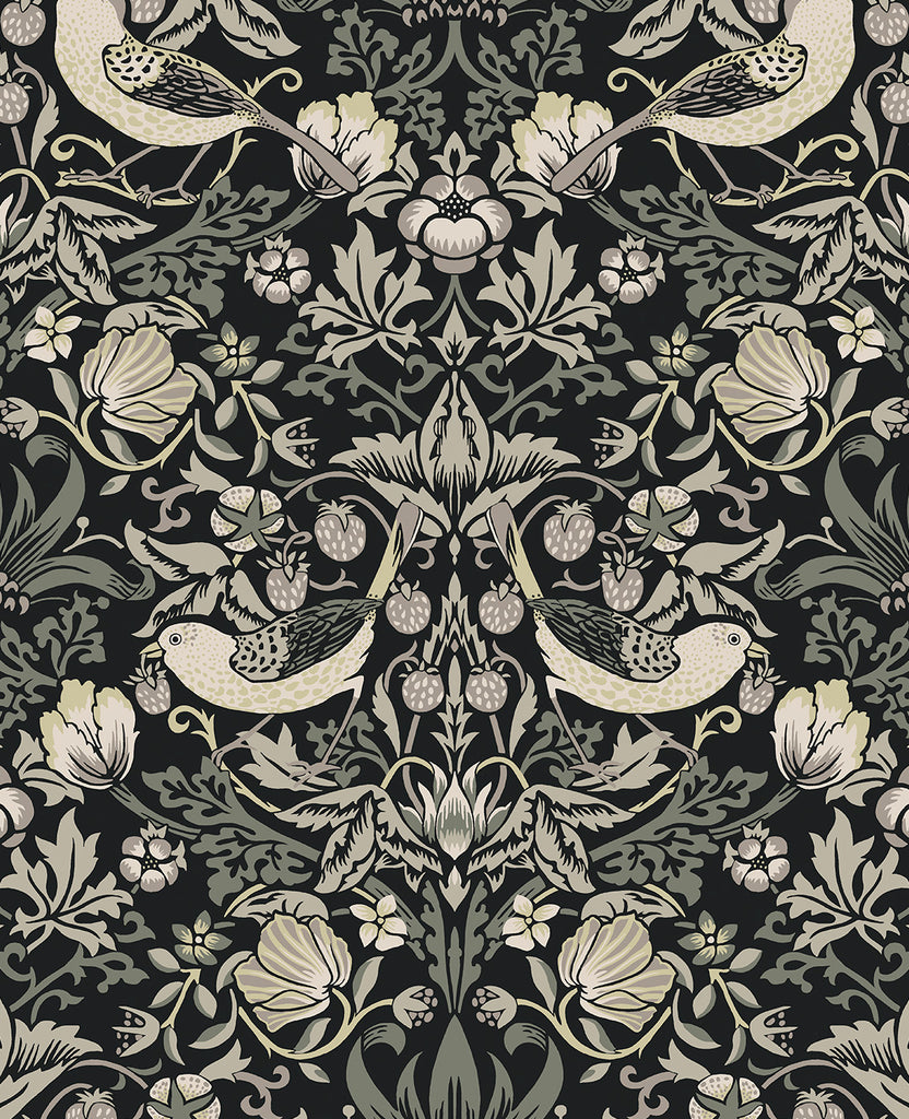 Malibu Fragaria Garden Wallpaper - Vintage Animal Print - Blacksmith | Malibu Wallpaper