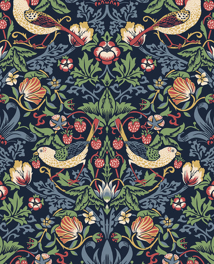 Fragaria Garden Vintage Animal Print - Midnight Blue | Architectural Wallcoverings