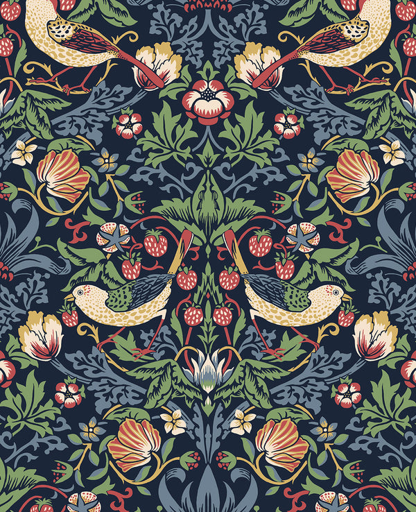 Fragaria Garden Vintage Animal Print - Midnight Blue | Architectural Wallcoverings