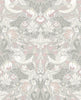 Malibu Fragaria Garden Wallpaper - Vintage Animal Print - Light Grey & Rose Petal | Malibu Wallpaper