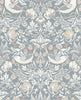 Malibu Fragaria Garden Wallpaper - Vintage Animal Print - Blue Mist & Blush | Malibu Wallpaper