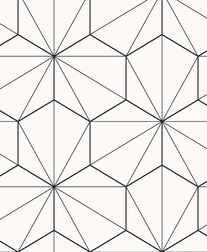 Hedron Geometric Contemporary Geometric - Ebony & Eggshell | Architectural Wallcoverings