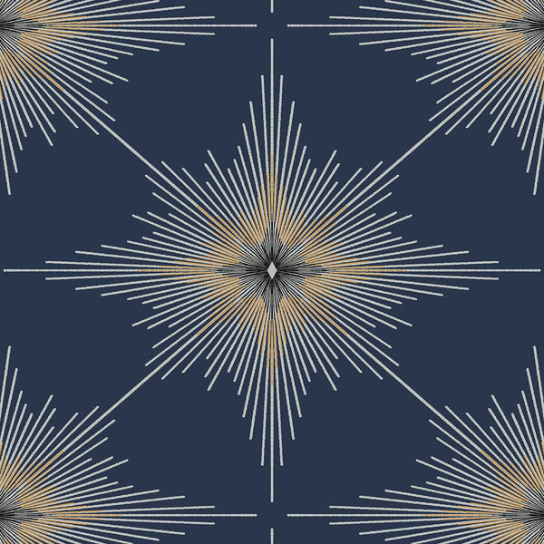 North Star Contemporary Geometric - Navy Blue | Architectural Wallcoverings
