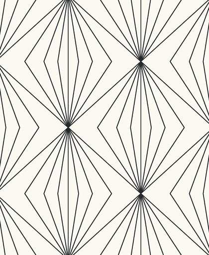 Diamond Vector Contemporary Geometric - Ebony & Eggshell | Architectural Wallcoverings