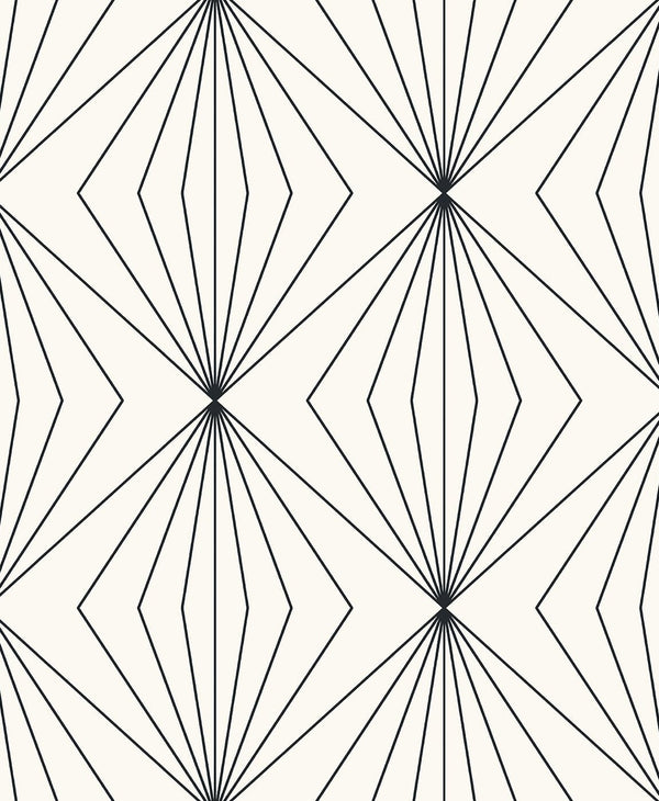 Diamond Vector Contemporary Geometric - Ebony & Eggshell | Architectural Wallcoverings