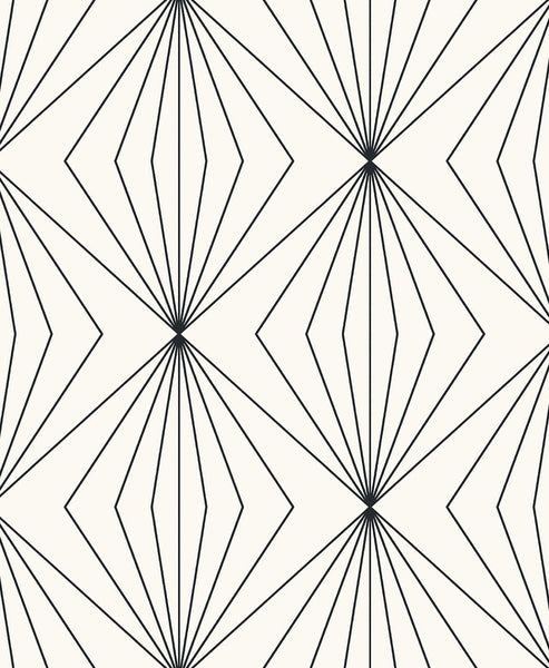 Malibu Diamond Vector Wallpaper - Contemporary Geometric - Ebony & Eggshell | Malibu Wallpaper