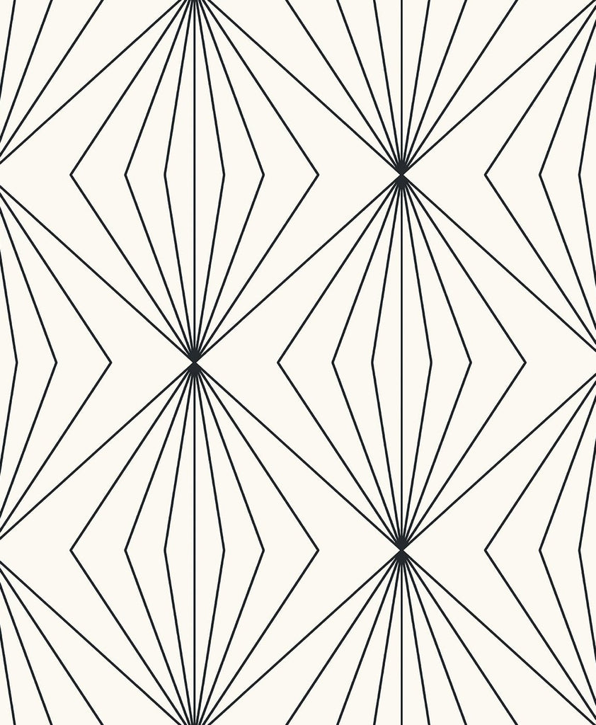 Malibu Diamond Vector Wallpaper - Contemporary Geometric - Ebony & Eggshell | Malibu Wallpaper