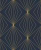 Malibu Diamond Vector Wallpaper - Contemporary Geometric - Navy Blue & Metallic Gold | Malibu Wallpaper