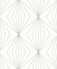 Malibu Diamond Vector Wallpaper - Contemporary Geometric - Metallic Silver & Eggshell | Malibu Wallpaper