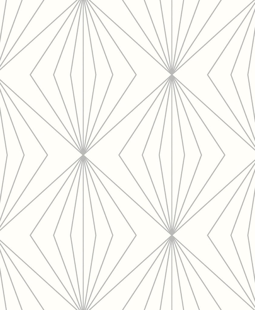 Malibu Diamond Vector Wallpaper - Contemporary Geometric - Metallic Silver & Eggshell | Malibu Wallpaper