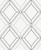 Malibu Linework Gem Wallpaper - Contemporary Geometric - Metallic Silver & Ebony | Malibu Wallpaper