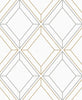 Malibu Linework Gem Wallpaper - Contemporary Geometric - Metallic Silver & Gold | Malibu Wallpaper