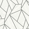 Malibu Metro Vector Wallpaper - Contemporary Geometric - Metallic Silver & Morning Fog | Malibu Wallpaper