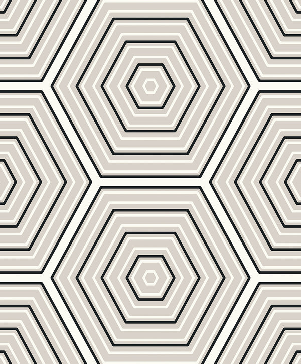 Hex Topography Contemporary Geometric - Cove Grey & Ebony | Architectural Wallcoverings