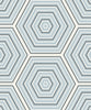 Malibu Hex Topography Wallpaper - Contemporary Geometric - Sky Blue & Argos Grey | Malibu Wallpaper