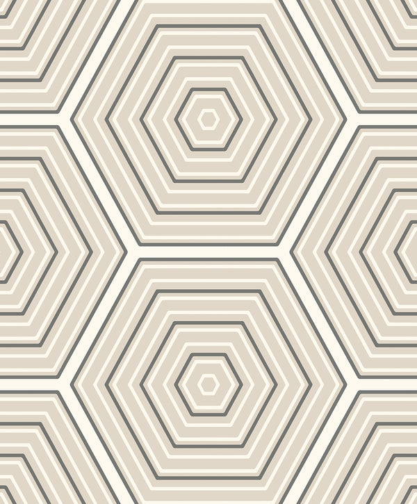 Hex Topography Contemporary Geometric - Lunar Rock & Argos Grey | Architectural Wallcoverings