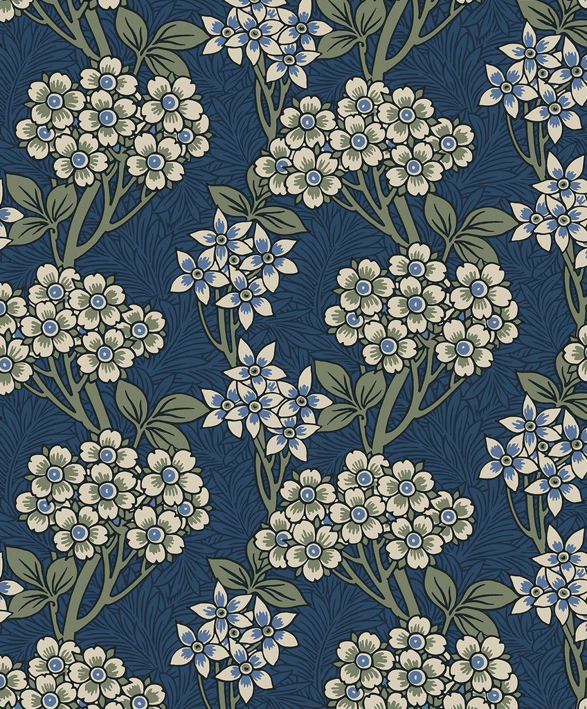 Malibu Floral Vine Wallpaper - Vintage Floral - Blue Jay & Sage | Malibu Wallpaper