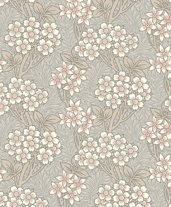 Floral Vine Vintage Floral - Daydream Grey & Rose Petal | Architectural Wallcoverings