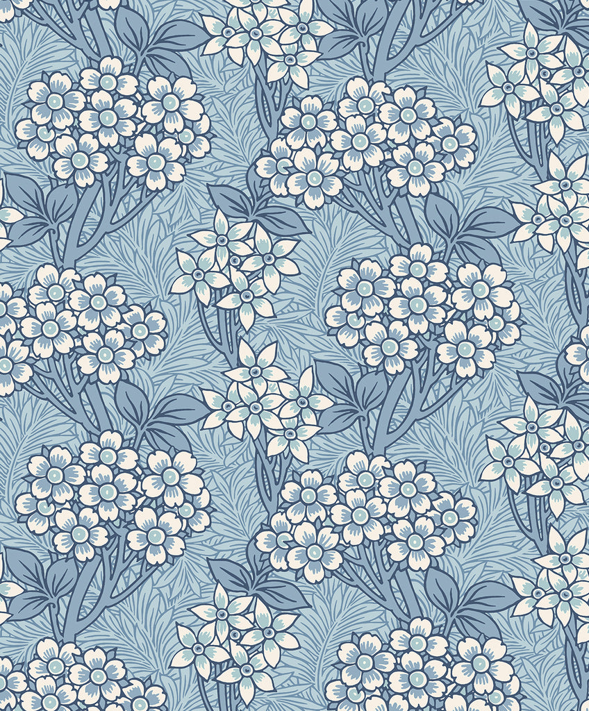 Malibu Floral Vine Wallpaper - Vintage Floral - Sky Blue | Malibu Wallpaper