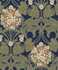 Malibu Floral Hydrangea Wallpaper - Vintage Floral - Navy & Terra Cotta | Malibu Wallpaper