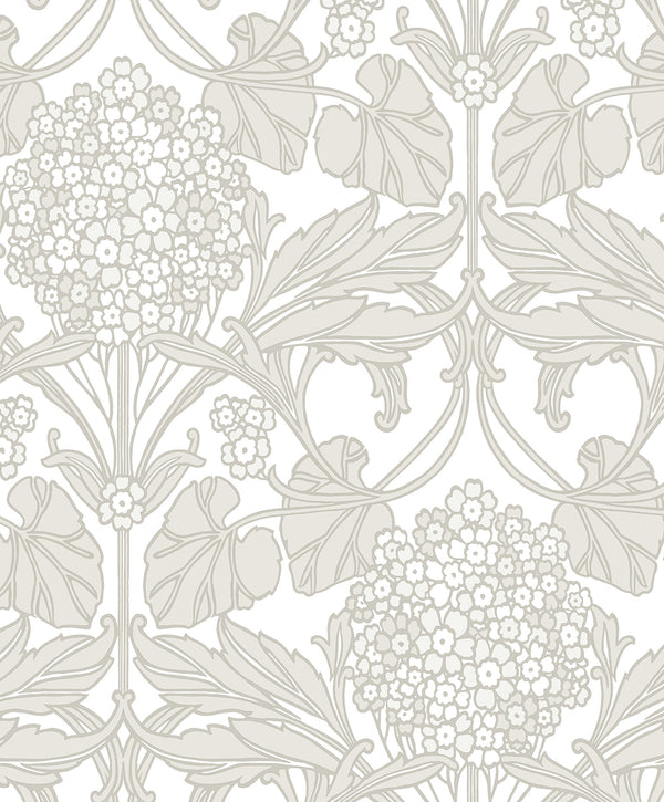 Floral Hydrangea Vintage Floral - Pale Oak & Pearl | Architectural Wallcoverings