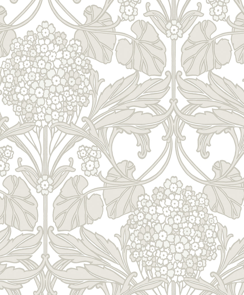 Malibu Floral Hydrangea Wallpaper - Vintage Floral - Pale Oak & Pearl | Malibu Wallpaper