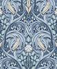 Malibu Bird Scroll Wallpaper - Vintage Botanical - Denim & Blue Mist | Malibu Wallpaper