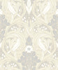 Malibu Bird Scroll Wallpaper - Vintage Botanical - Swiss Coffee & Grey | Malibu Wallpaper