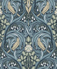 Malibu Bird Scroll Wallpaper - Vintage Botanical - Navy & Beige | Malibu Wallpaper
