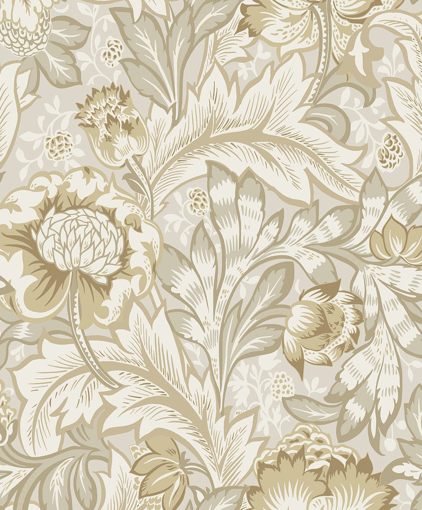 Malibu Acanthus Garden Wallpaper - Vintage Botanical - Warm Neutral | Malibu Wallpaper